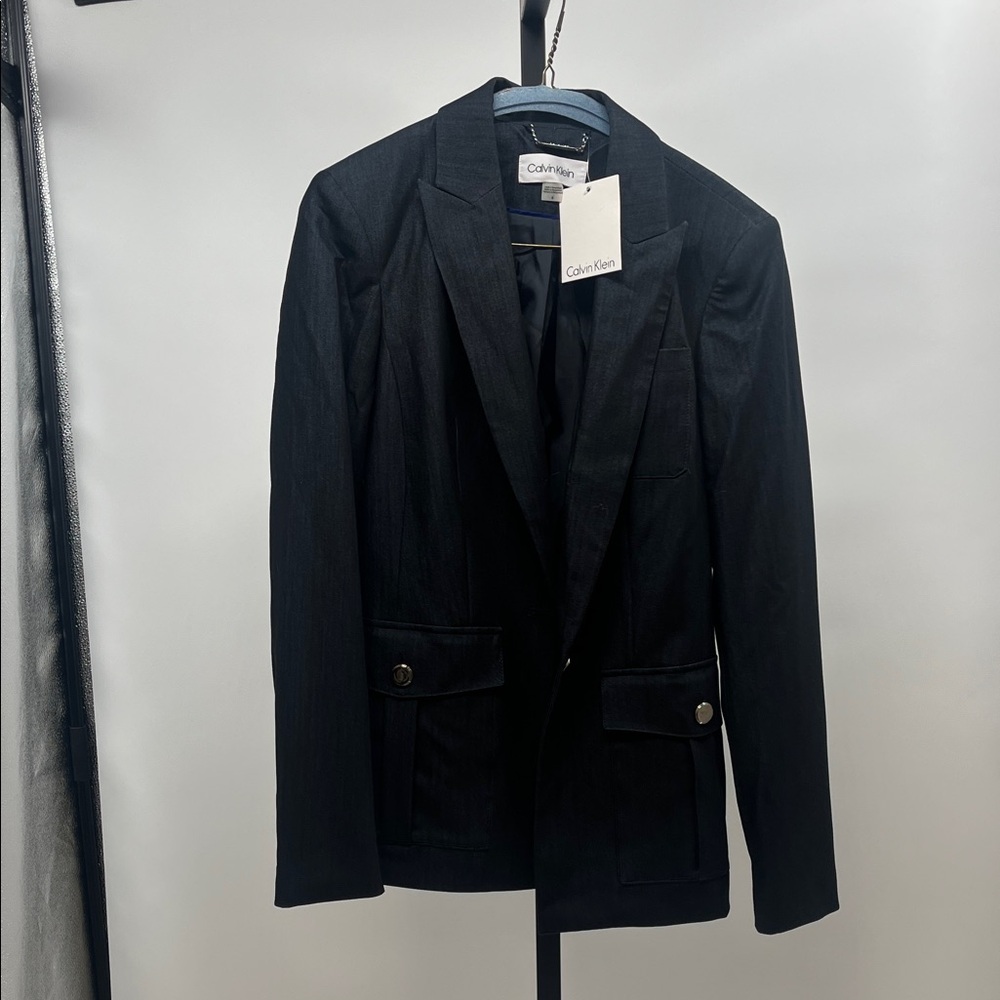 Calvin Klein Women's Black Classic Single-Breasted Blazer